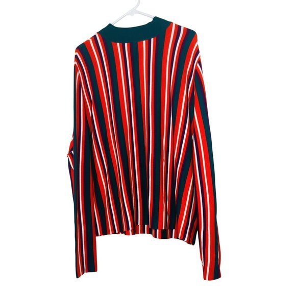 Victor Glemaud Womens 2X Multicolor Vertical Striped Long Sleeve Crop Knit Top - Picture 2 of 6